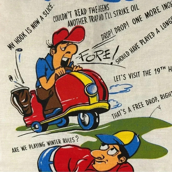Vintage Golfer's Crying Towel Linen Cartoon  Gag Gift Golf - Picture 3 of 3
